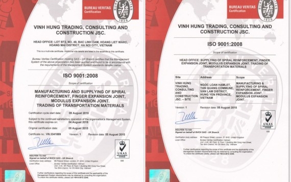 VINH HUNG RECEIVES ISO 9001:2008 QUALITY MANAGEMENT  - Vinh Hung JSC