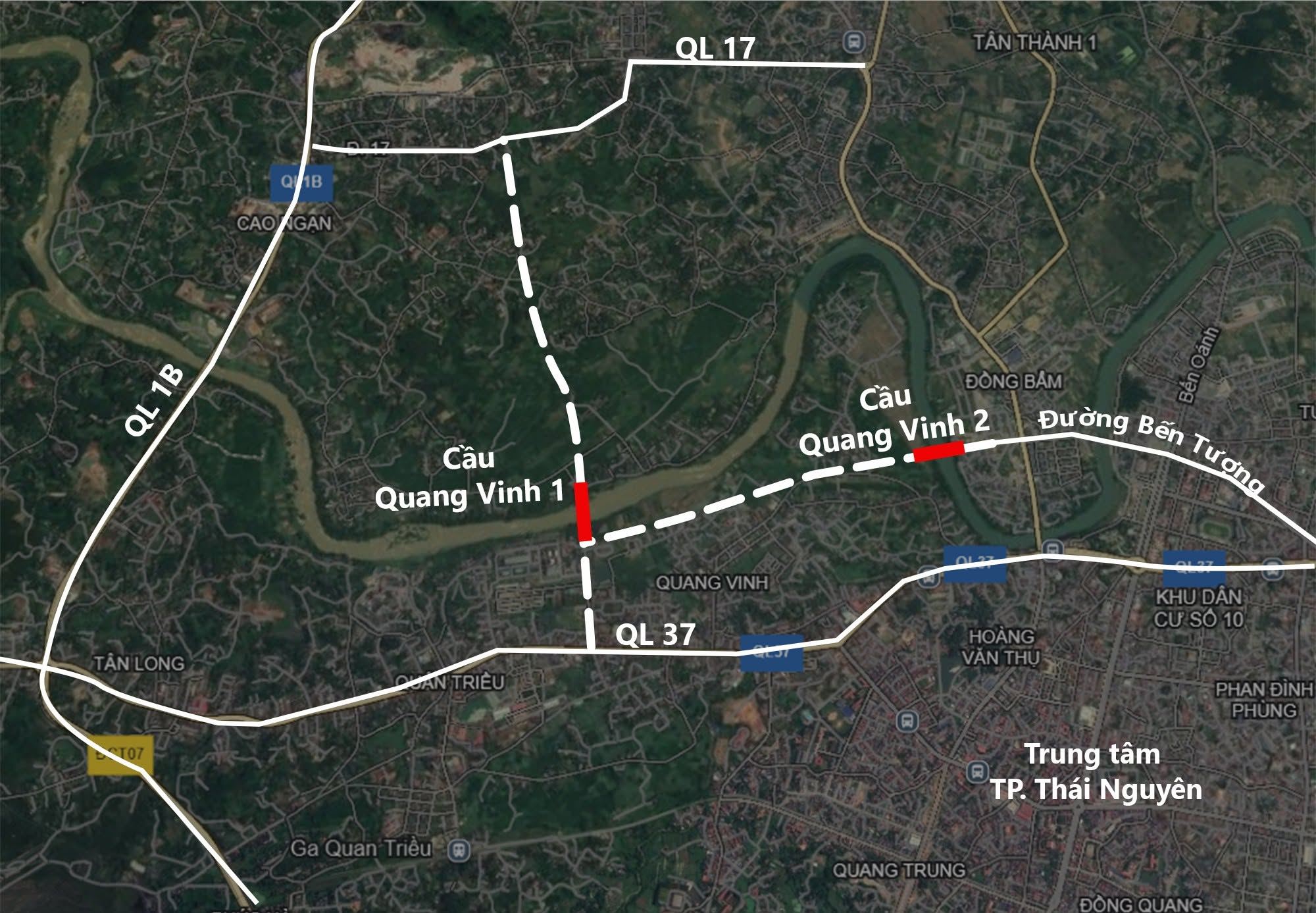 Cầu Quang Vinh 1, Cầu Quang Vinh 2 và hệ thống đường giao thông kết nối phường Đồng Bẩm, phường Quang Vinh với xã Cao Ngạn (Thái Nguyên)