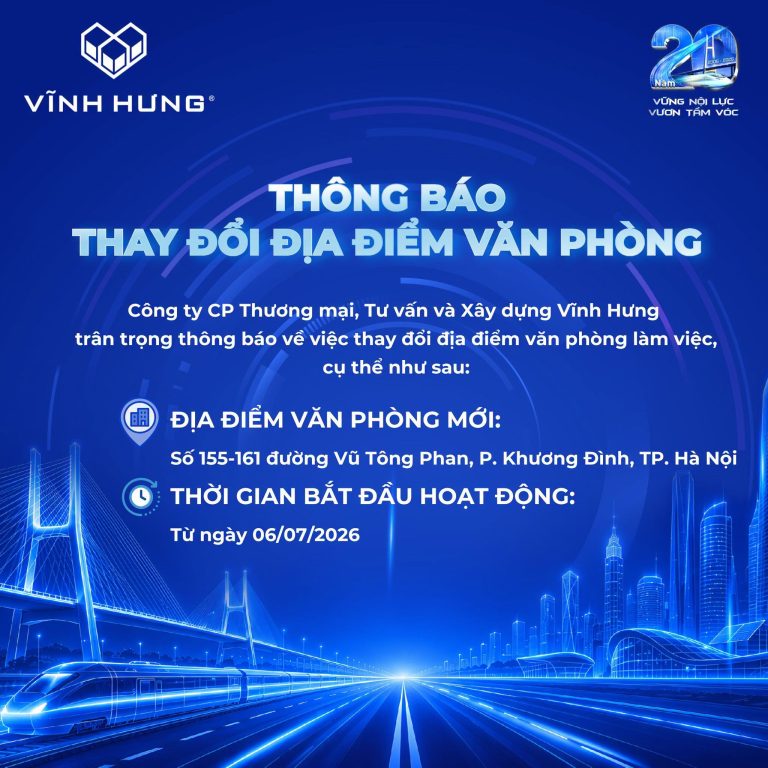 THÔNG BÁO THAY ĐỔI ĐỊA ĐIỂM VĂN PHÒNG LÀM VIỆC